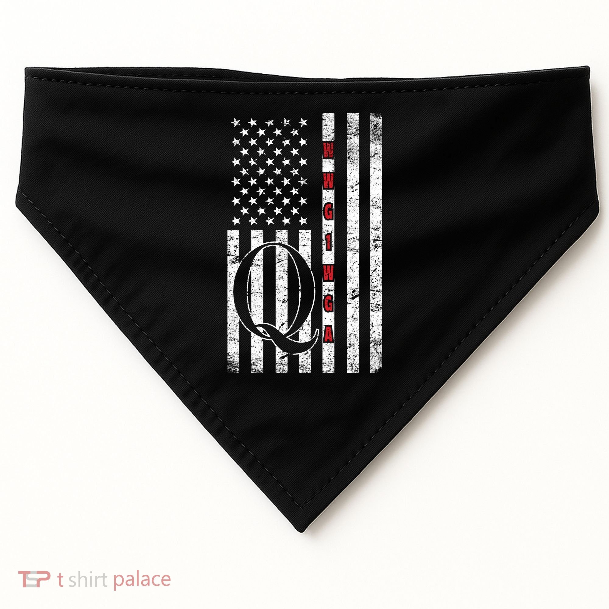 Q-anon Flag Where We Go One We Go All WWG1WGA USA-Made Doggie Bandana