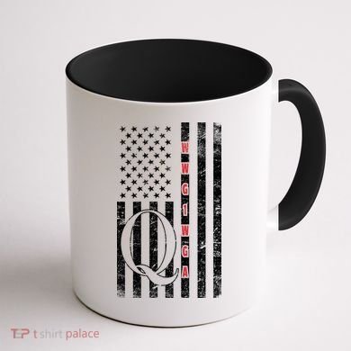 Q-anon Flag Where We Go One We Go All WWG1WGA Coffee Mug back