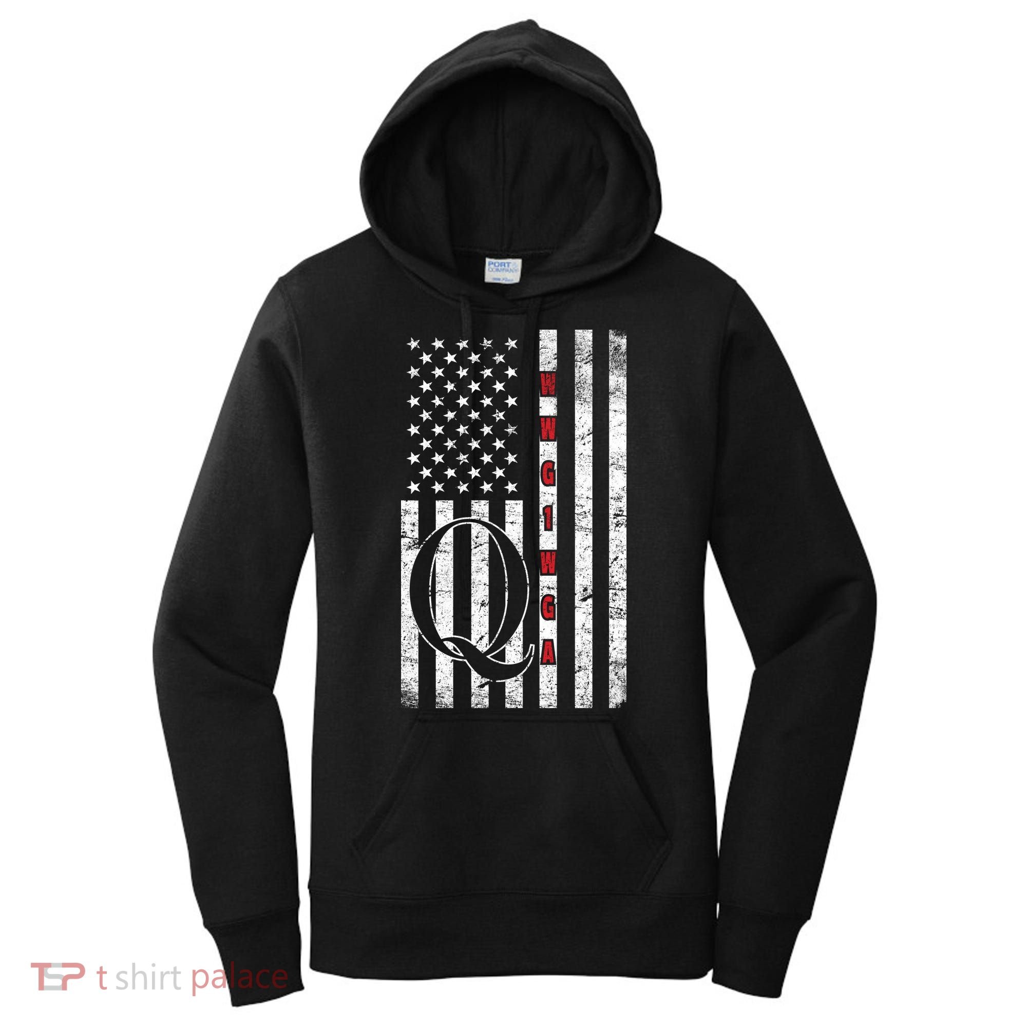 Q-anon Flag Where We Go One We Go All WWG1WGA Women's Hoodie