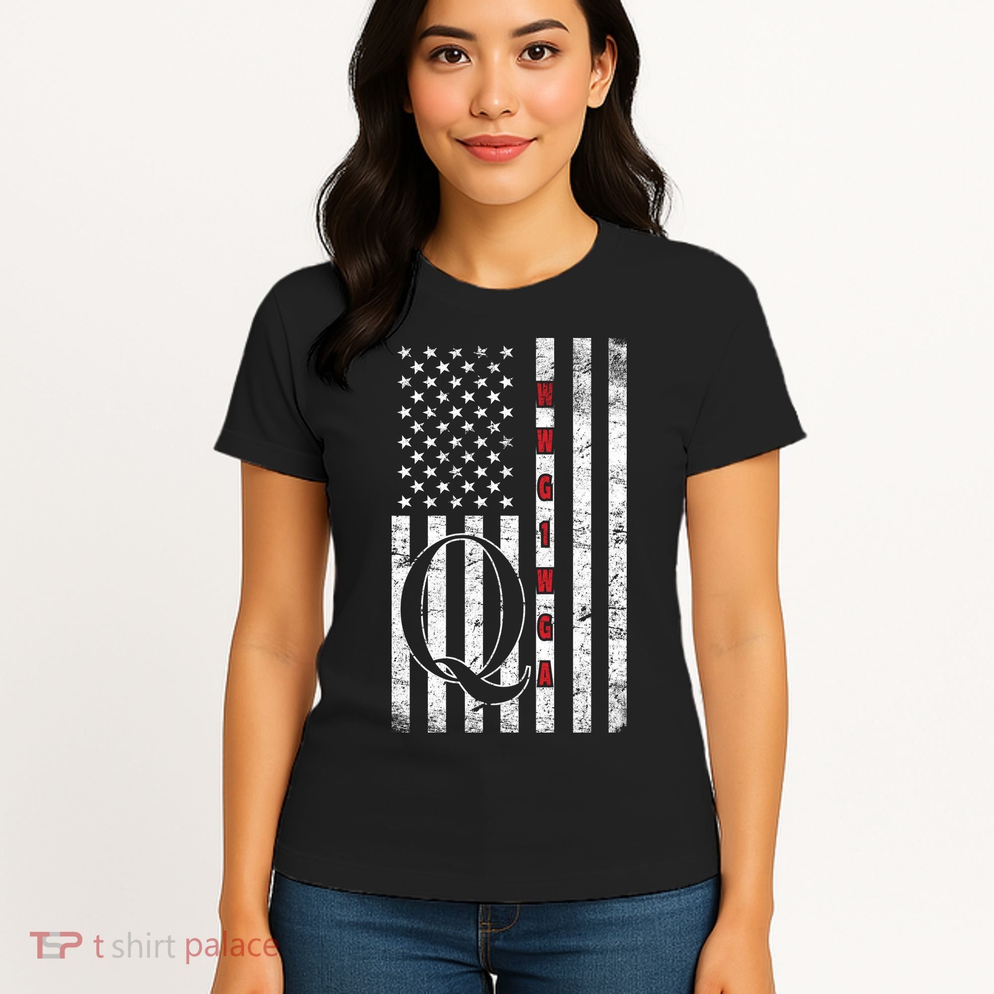 Q-anon Flag Where We Go One We Go All WWG1WGA Women's T-Shirt