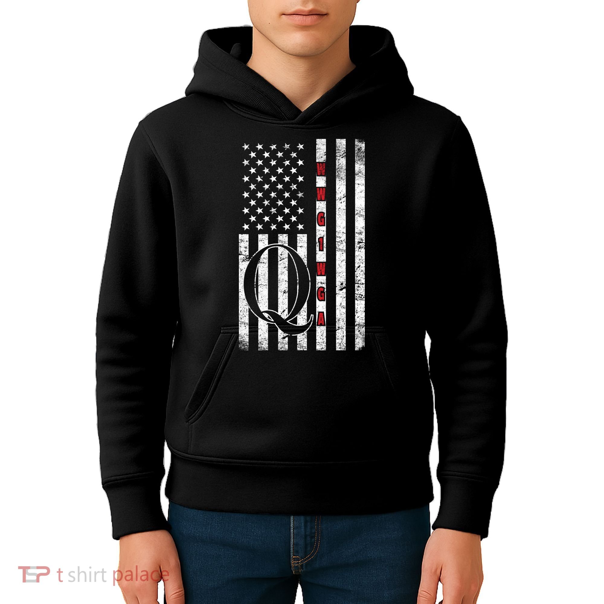 Q-anon Flag Where We Go One We Go All WWG1WGA Kids Hoodie