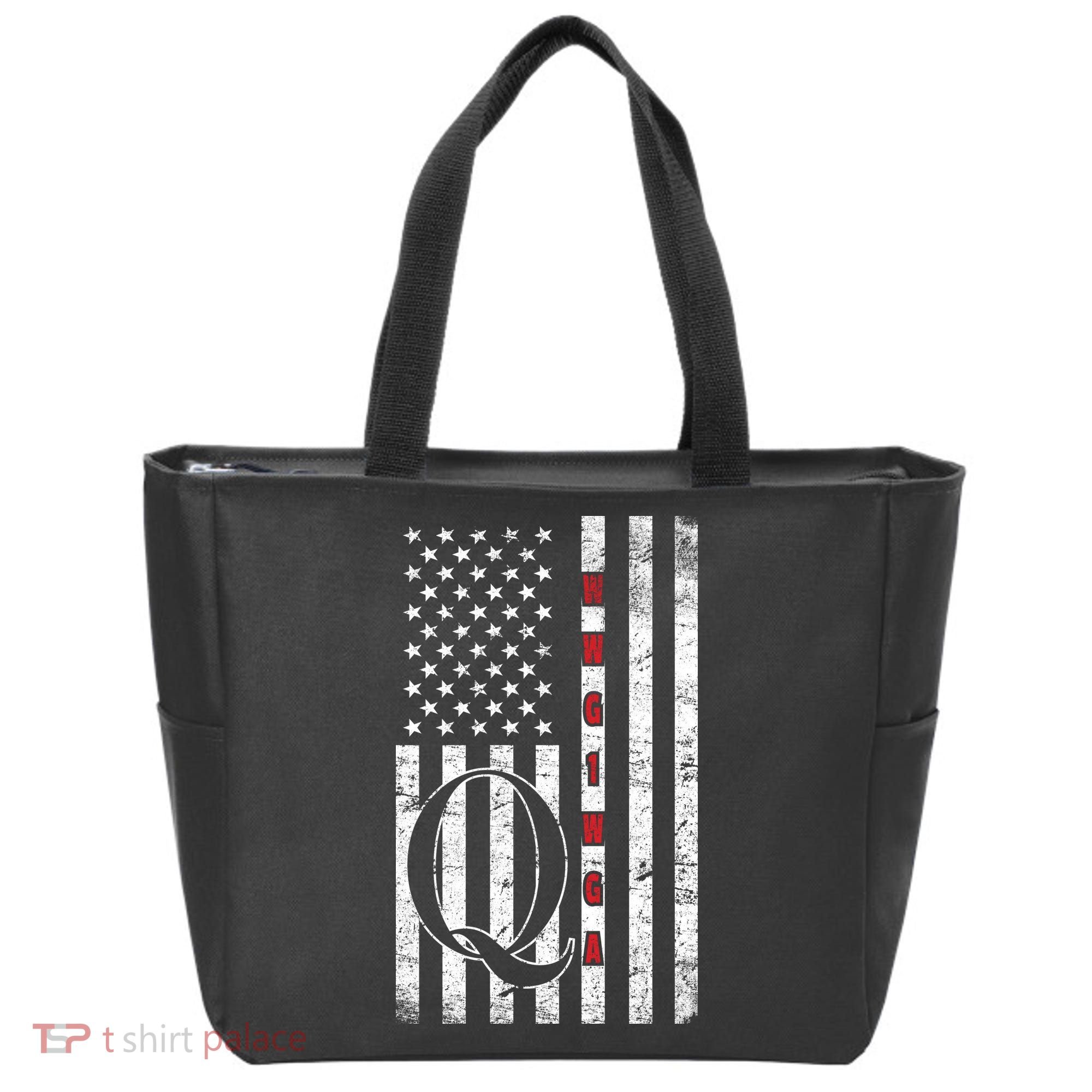 Q-anon Flag Where We Go One We Go All WWG1WGA Tote Bag