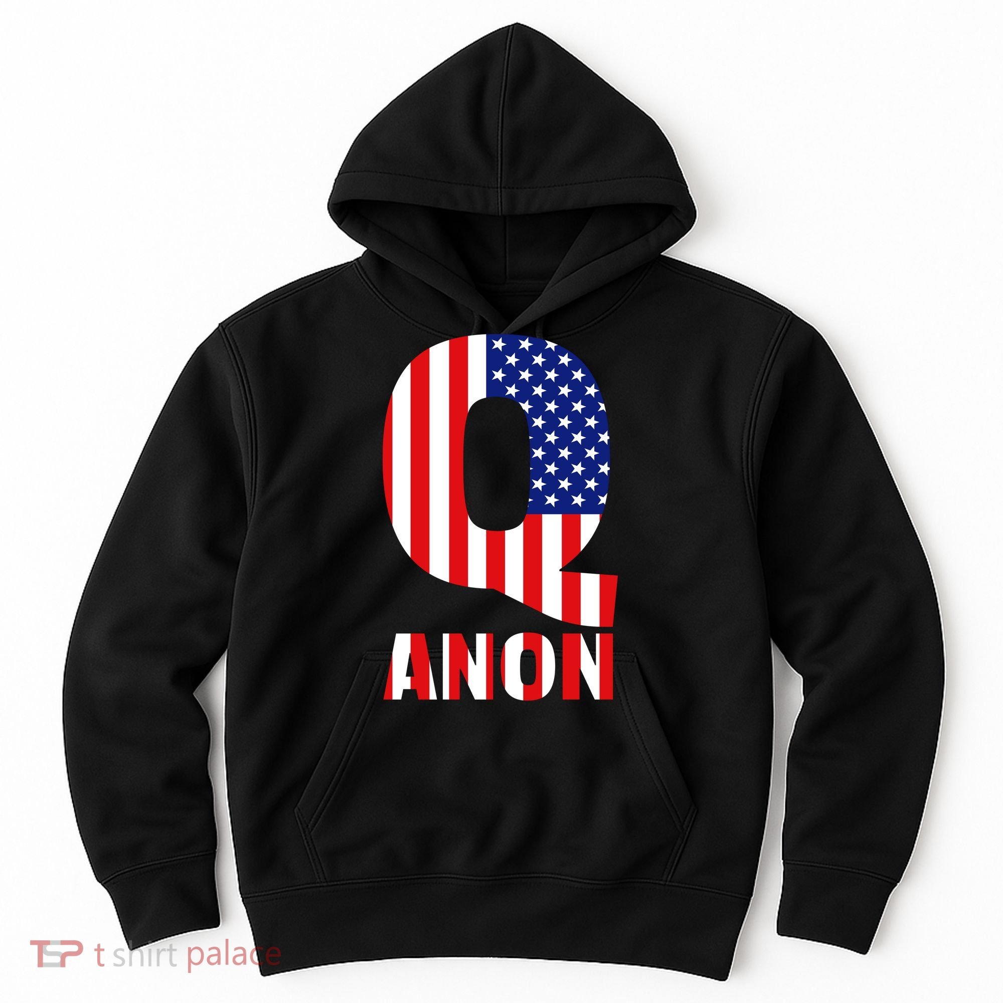 Q Anon Patriotic USA Flag Hoodie