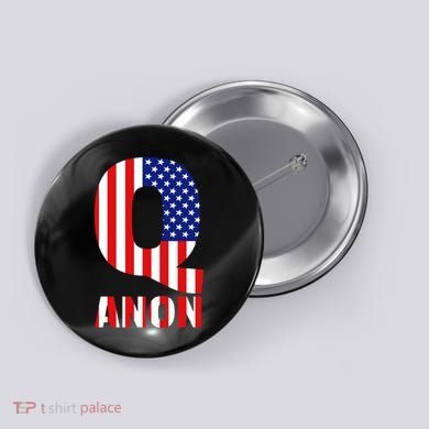 Q Anon Patriotic USA Flag Button