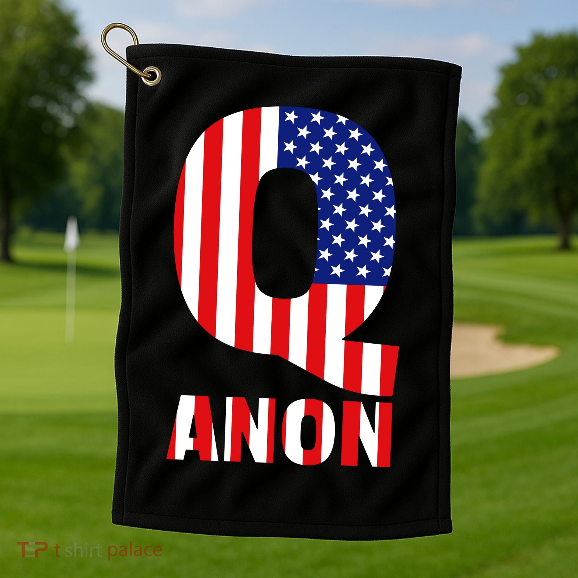 Q Anon Patriotic USA Flag Golf Towel
