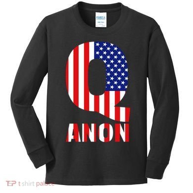 Q Anon Patriotic USA Flag Kids Long Sleeve Shirt
