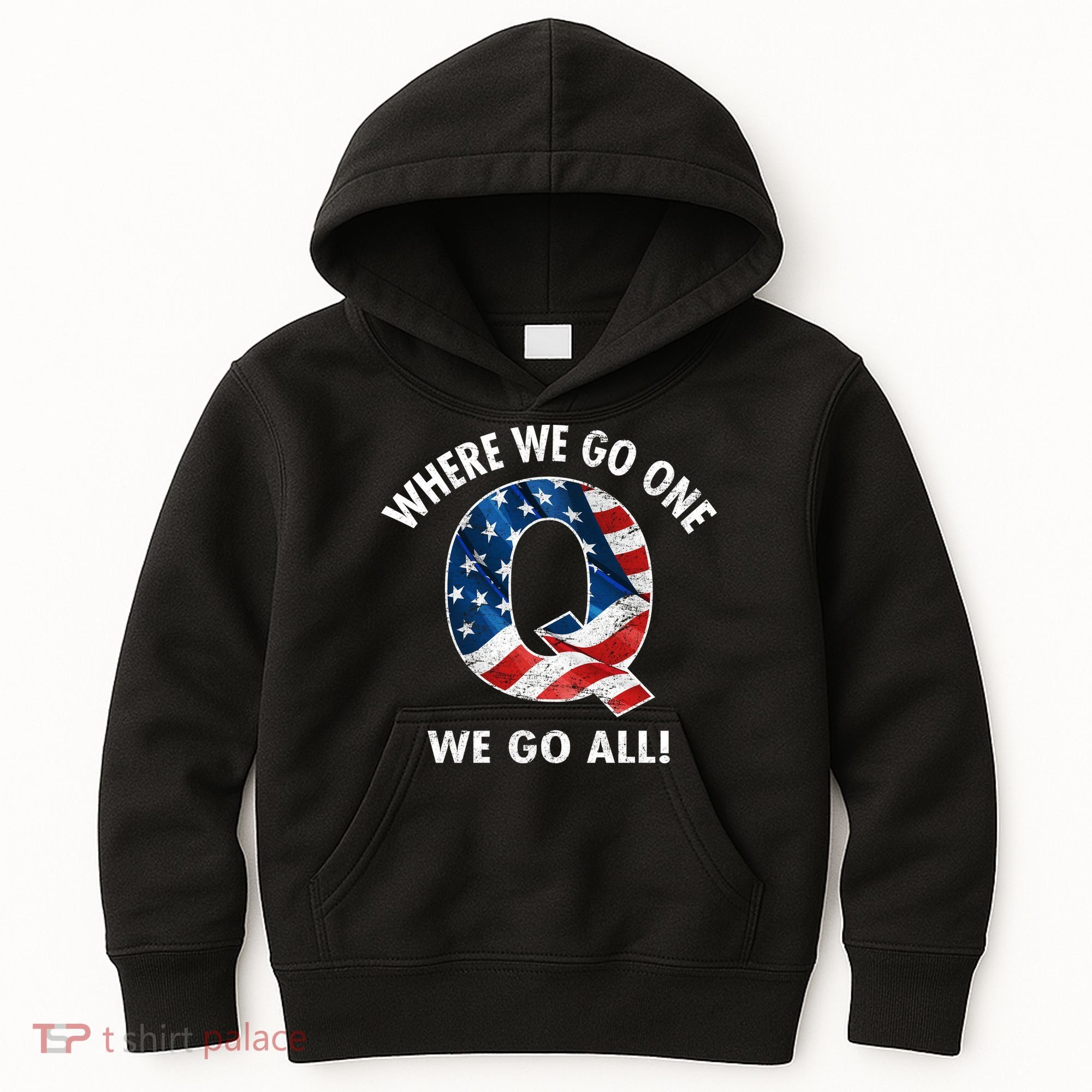 Q Anon Where We Go One We Go All  Kids Hoodie