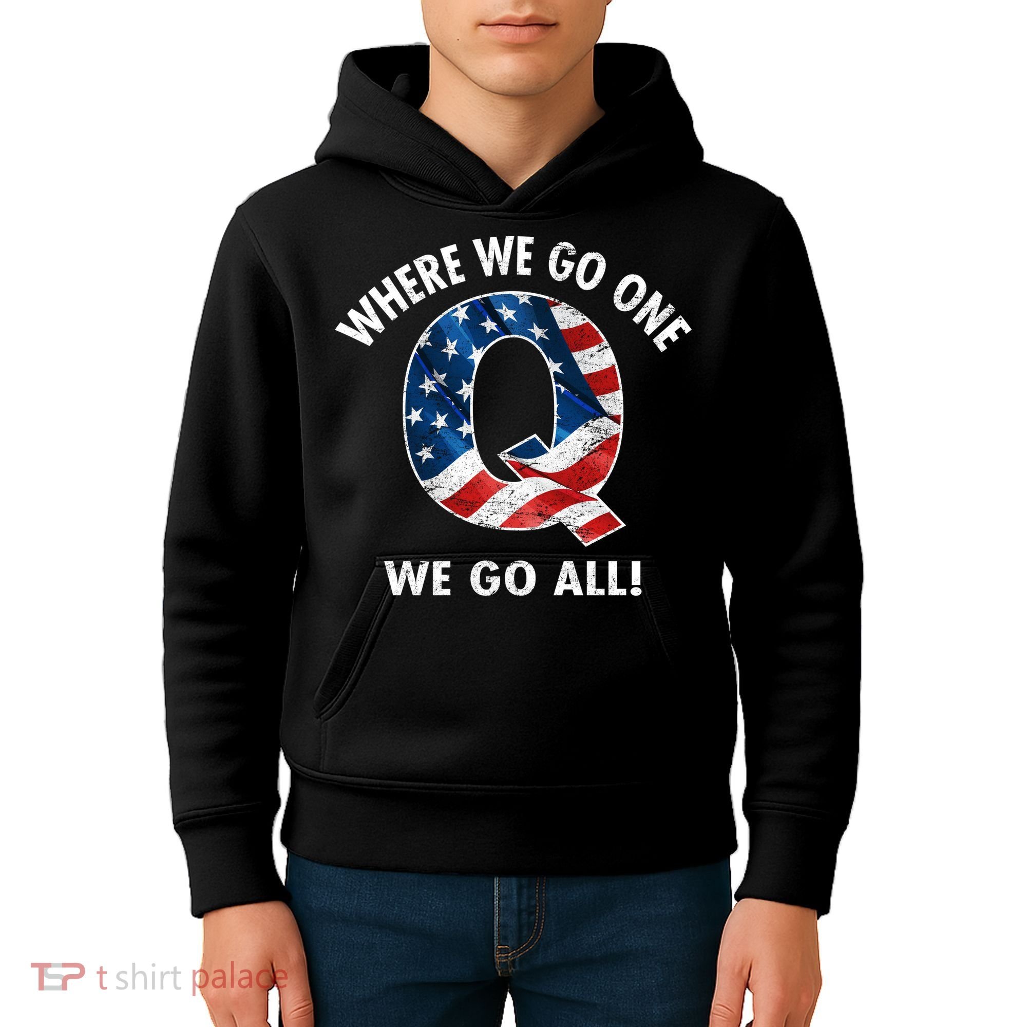 Q Anon Where We Go One We Go All  Kids Hoodie