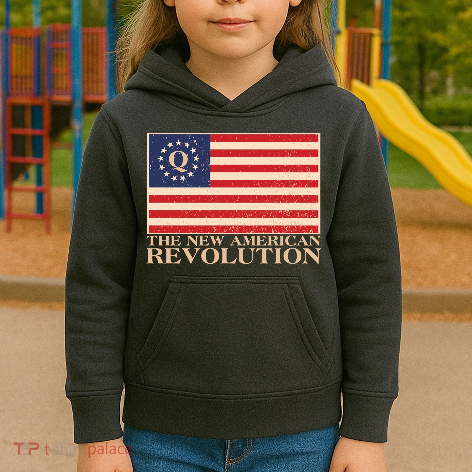 Q The New American Revolution Qanon Kids Hoodie