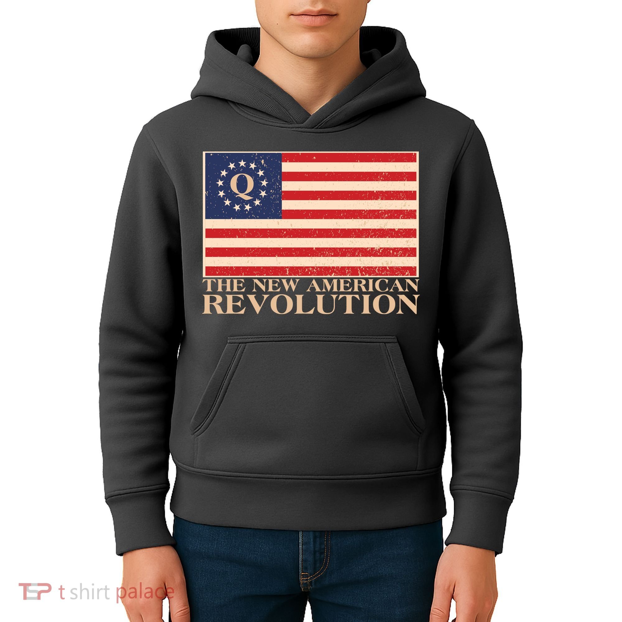 Q The New American Revolution Qanon Kids Hoodie