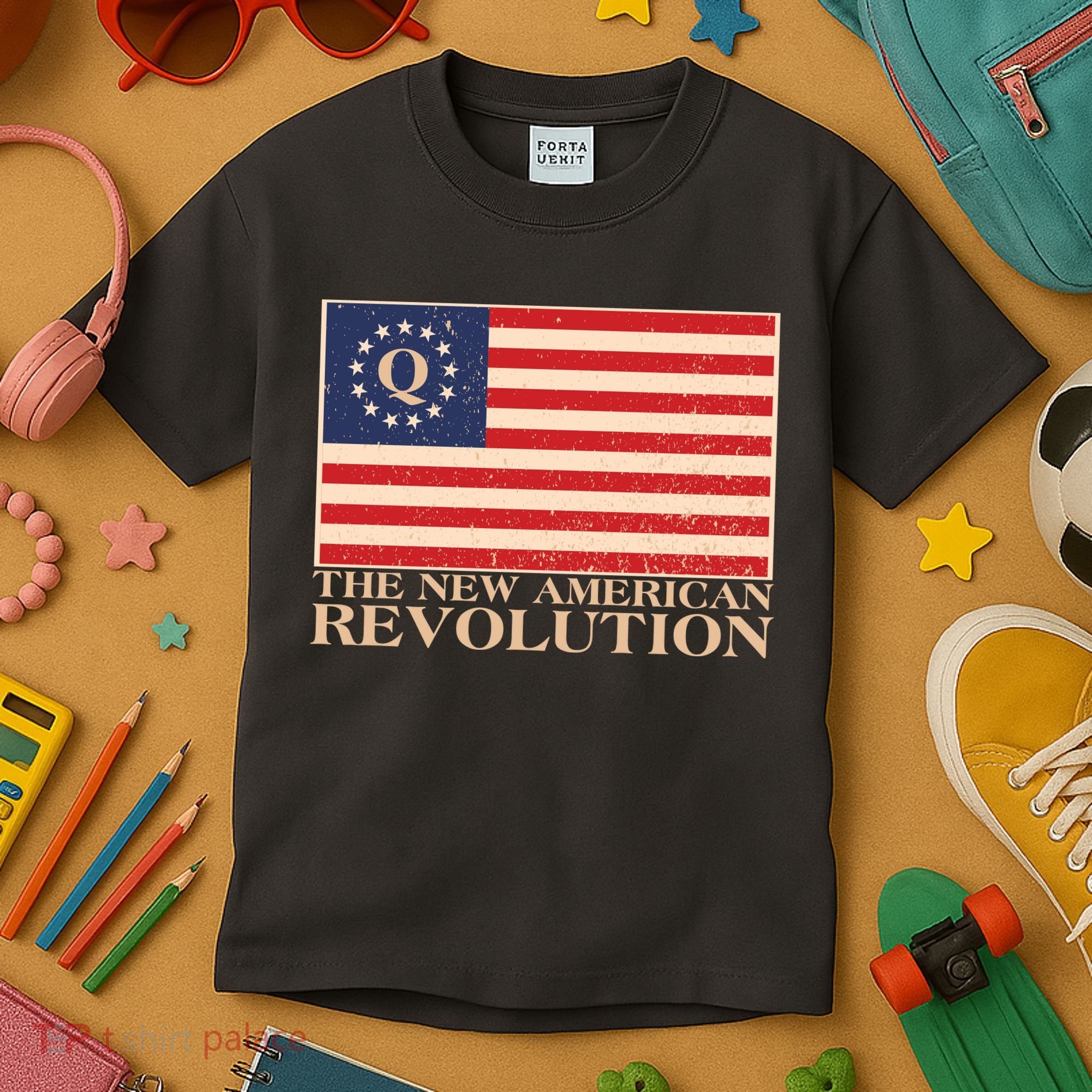 Q The New American Revolution Qanon Kids T-Shirt