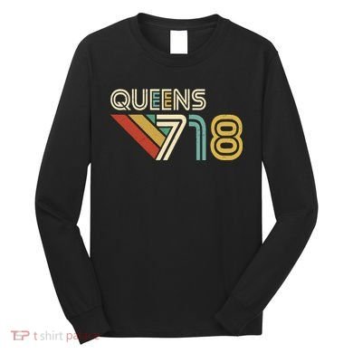 Queens 718 New York City State Vintage Queens Area Code Long Sleeve Shirt