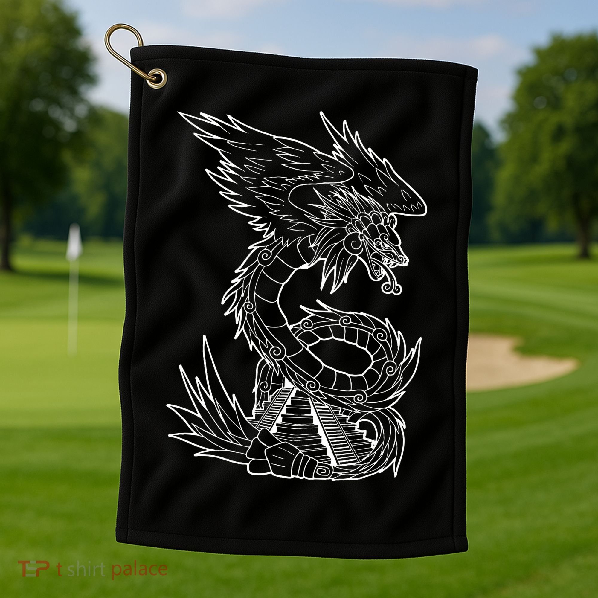 Quetzalcoatl Ancient Aztec Serpent Mayan Temple Inca Toltec Golf Towel