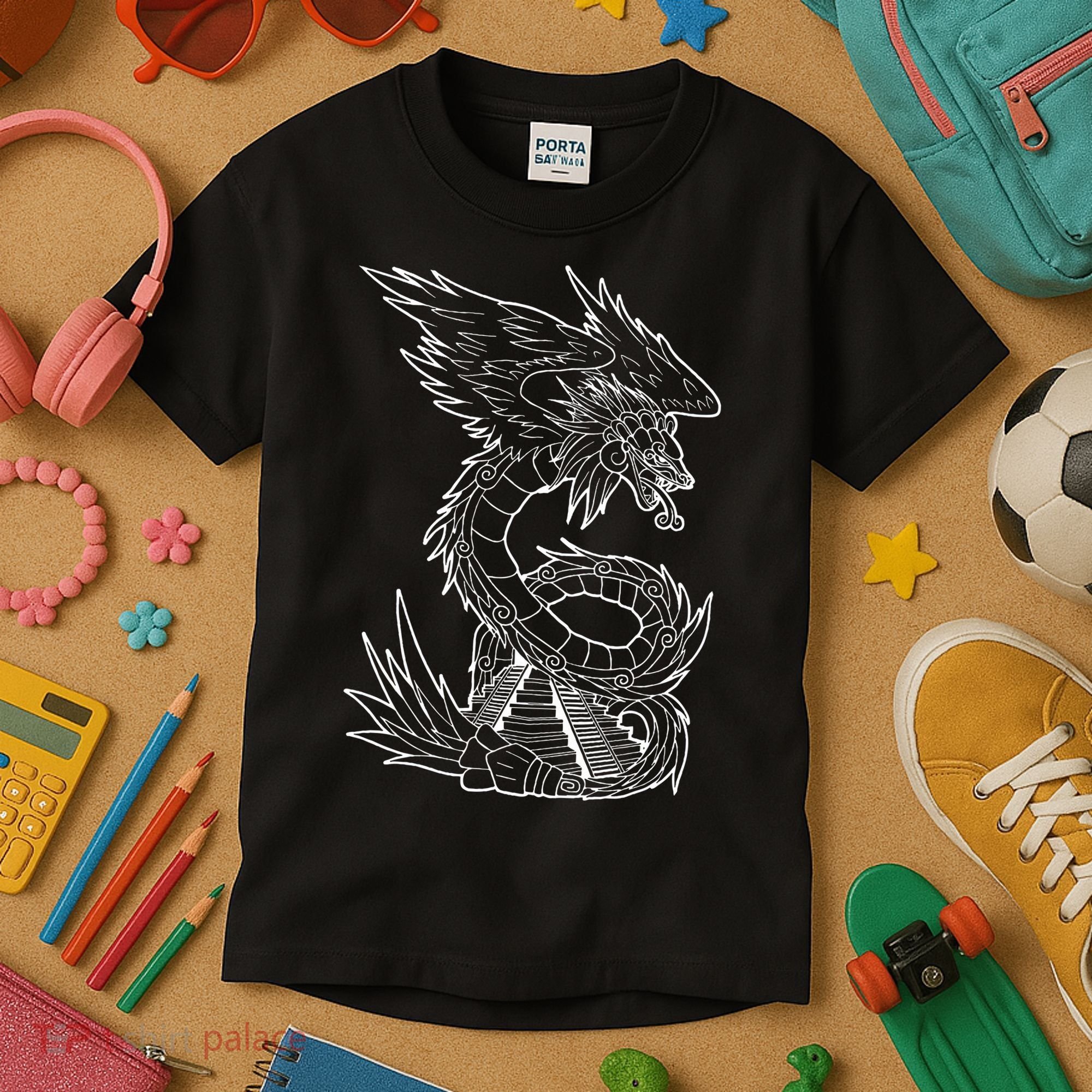 Quetzalcoatl Ancient Aztec Serpent Mayan Temple Inca Toltec Kids T-Shirt