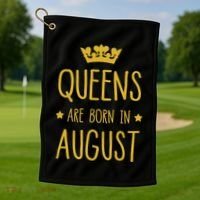 Queens Are Born In August August Birthday Golf Towel thumb 1