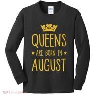 Queens Are Born In August August Birthday Kids Long Sleeve Shirt thumb 0