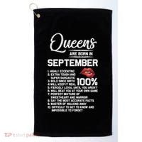 Queens Are Born In September Birthday Funny Gift Golf Towel thumb 0
