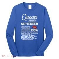 Queens Are Born In September Birthday Funny Gift Long Sleeve Shirt thumb 0