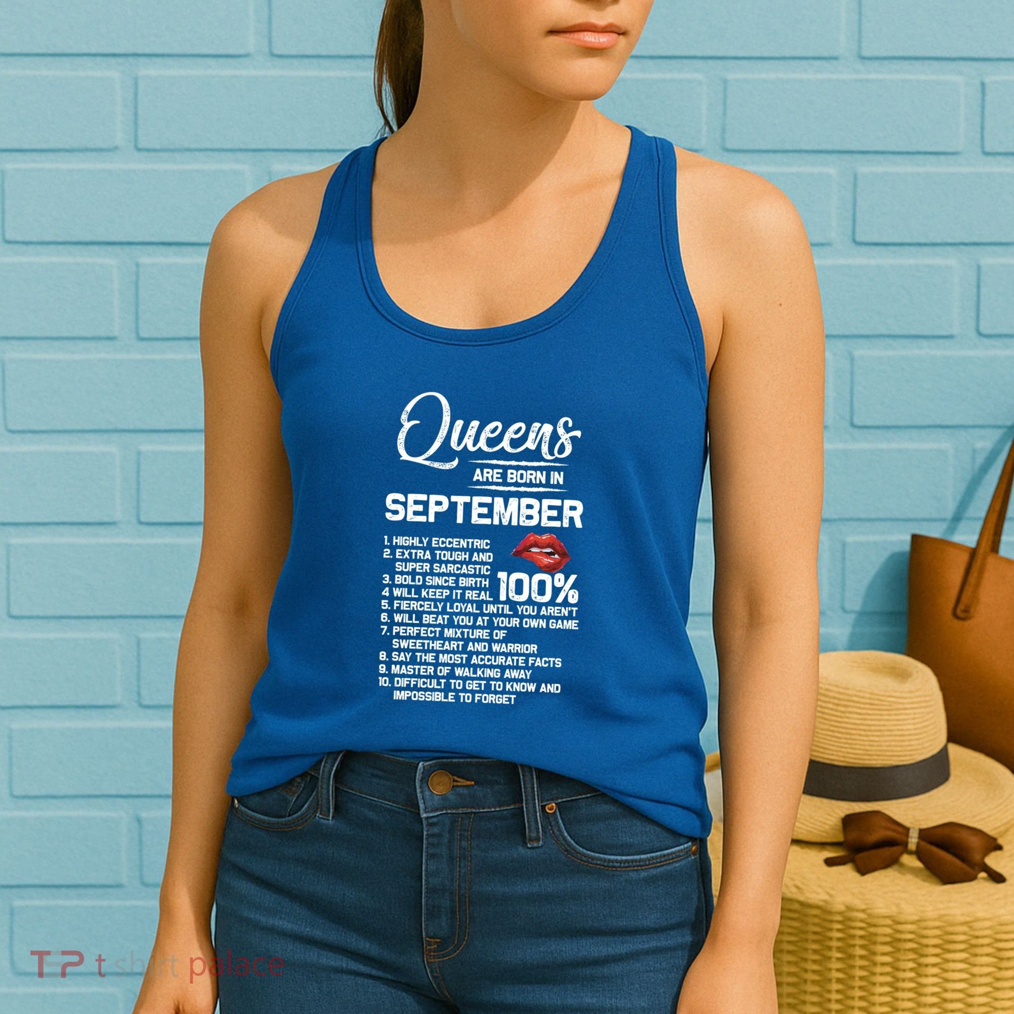 Queens Are Born In September Birthday Funny Gift Women's Tank Top