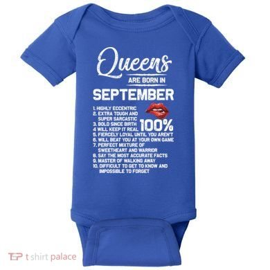 Queens Are Born In September Birthday Funny Gift Baby Bodysuit