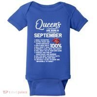 Queens Are Born In September Birthday Funny Gift Baby Bodysuit thumb 0
