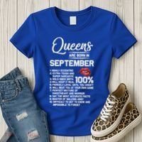 Queens Are Born In September Birthday Funny Gift Women's T-Shirt thumb 3