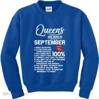 Queens Are Born In September Birthday Funny Gift Kids Sweatshirt thumb 0
