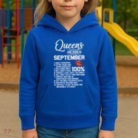 Queens Are Born In September Birthday Funny Gift Kids Hoodie thumb 3