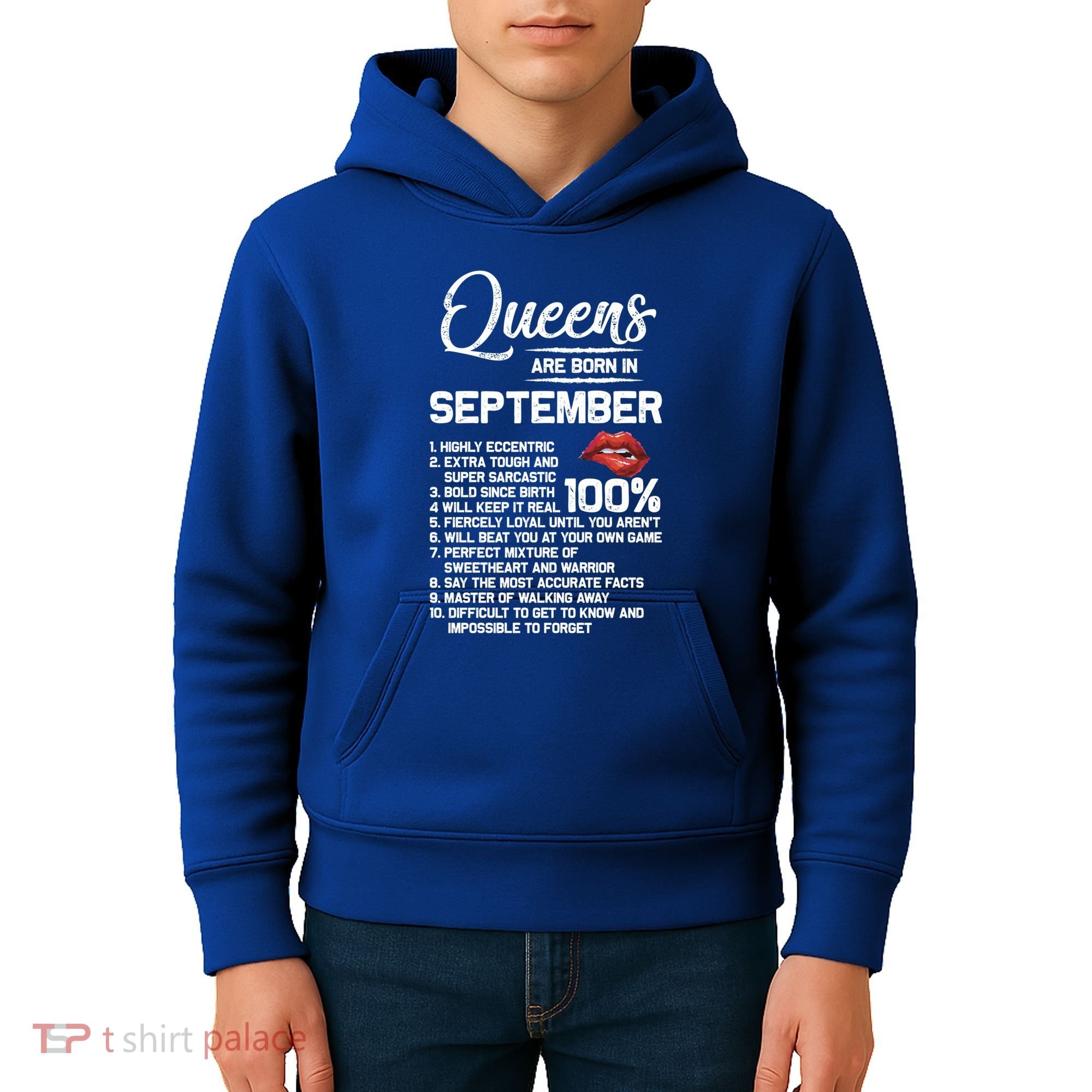 Queens Are Born In September Birthday Funny Gift Kids Hoodie