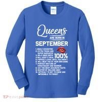 Queens Are Born In September Birthday Funny Gift Kids Long Sleeve Shirt thumb 0