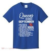 Queens Are Born In September Birthday Funny Gift Kids T-Shirt thumb 0