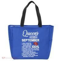 Queens Are Born In September Birthday Funny Gift Tote Bag thumb 0