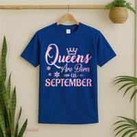 Queens Are Born In September Funny Gift September Birthday Gift T-Shirt thumb 2