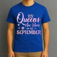 Queens Are Born In September Funny Gift September Birthday Gift T-Shirt thumb 3