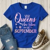 Queens Are Born In September Funny Gift September Birthday Gift Women's T-Shirt thumb 3