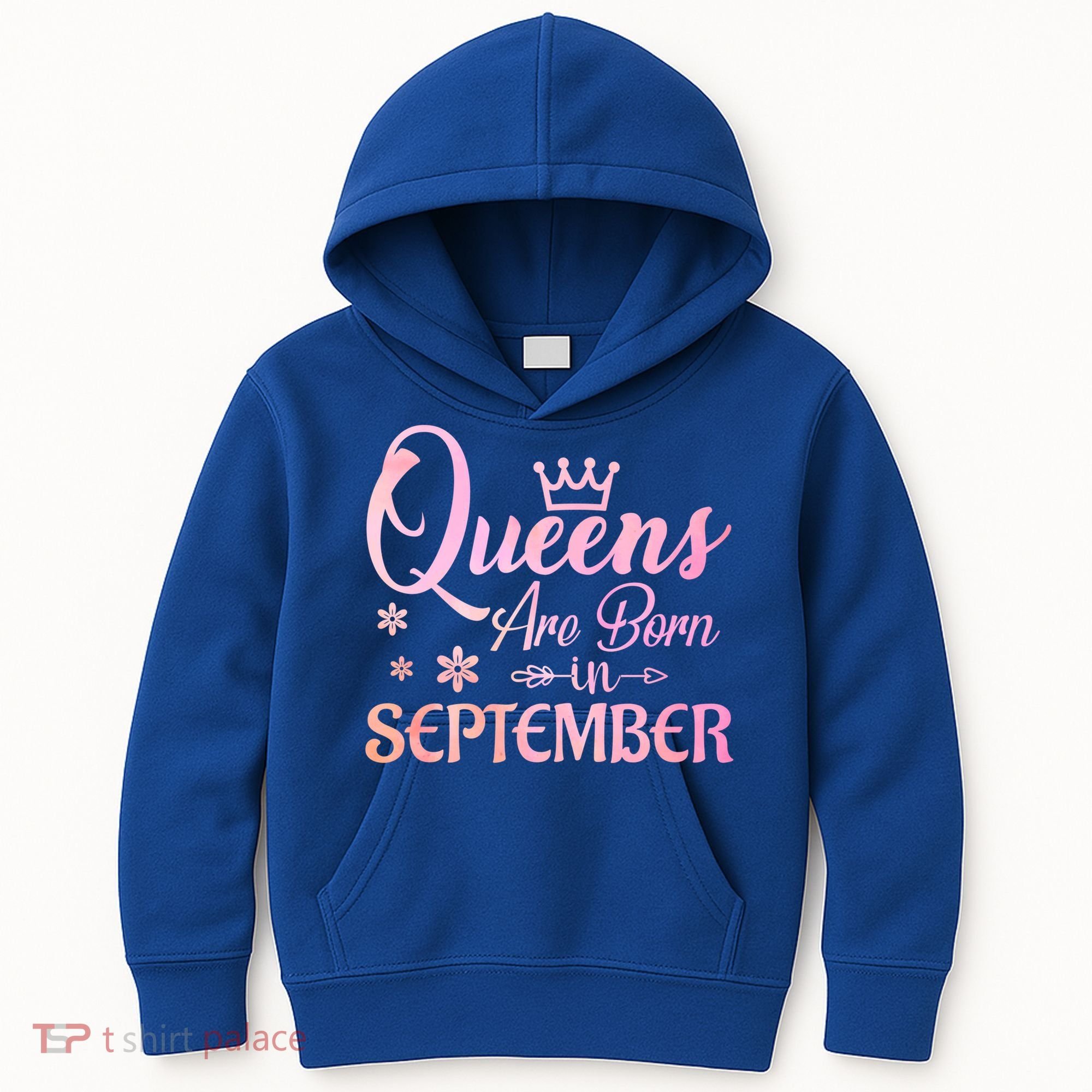 Queens Are Born In September Funny Gift September Birthday Gift Kids Hoodie