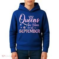 Queens Are Born In September Funny Gift September Birthday Gift Kids Hoodie thumb 4