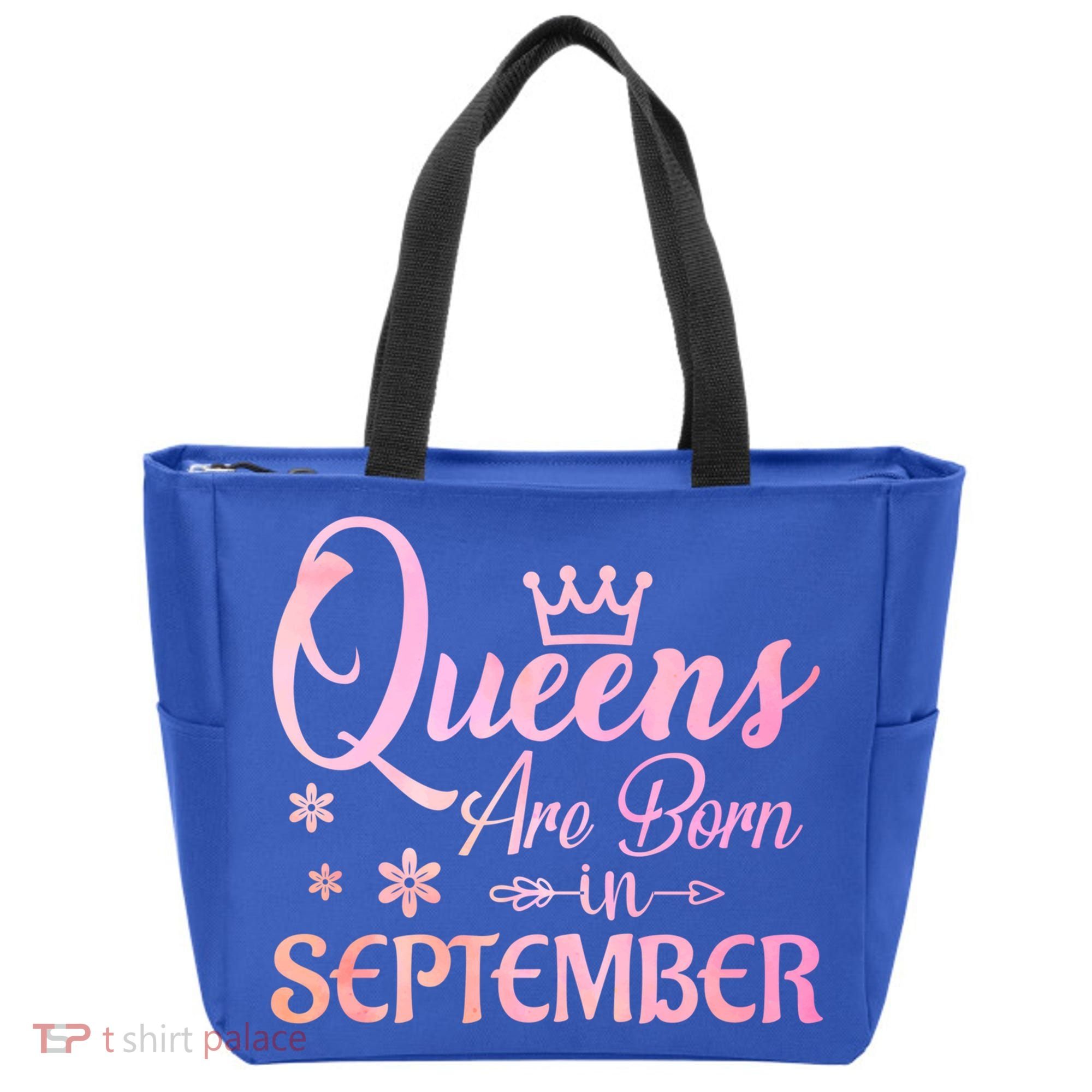 Queens Are Born In September Funny Gift September Birthday Gift Tote Bag