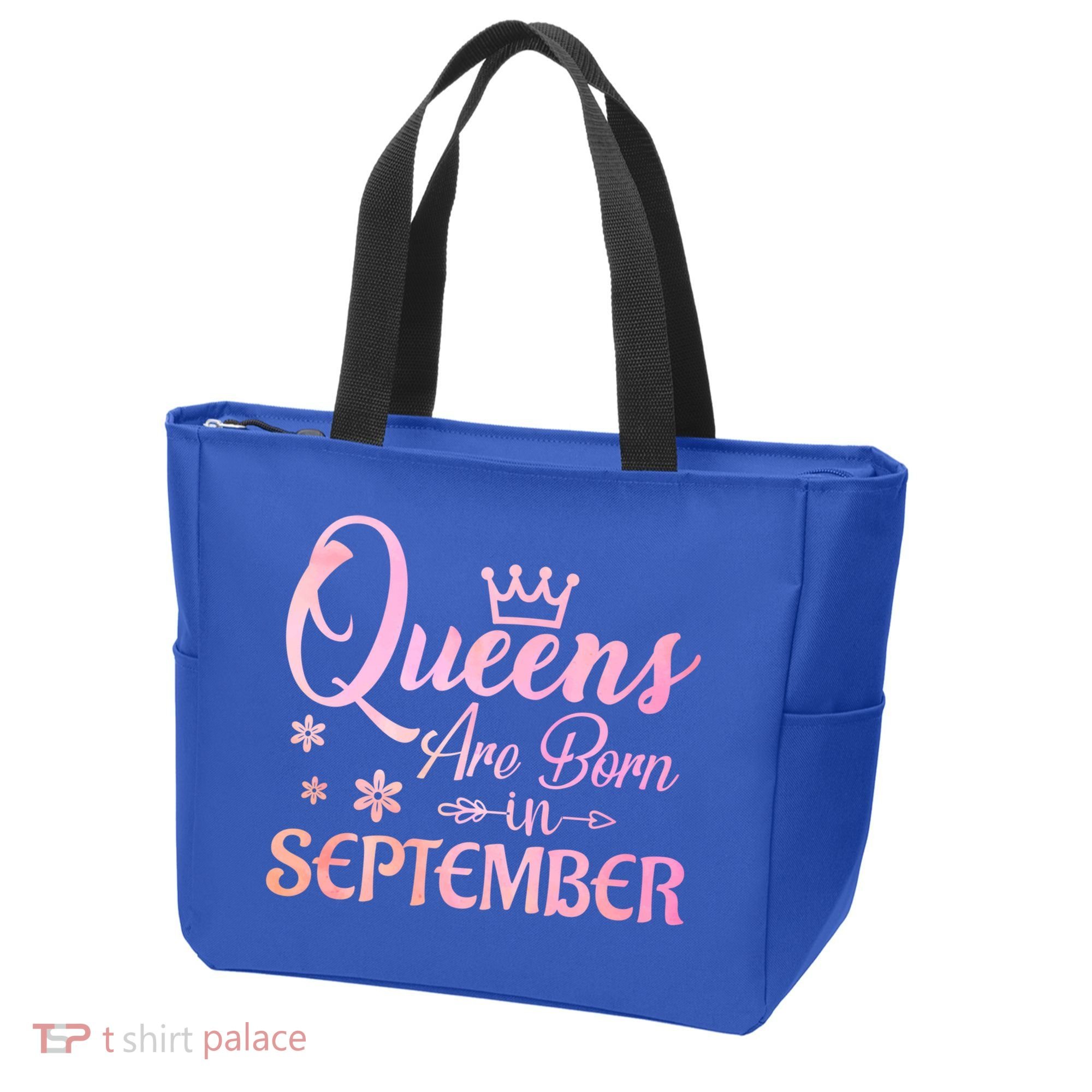 Queens Are Born In September Funny Gift September Birthday Gift Tote Bag