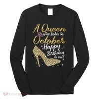 Queens Are Born In October Birthday Women Long Sleeve Shirt thumb 0