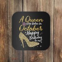 Queens Are Born In October Birthday Women Coaster thumb 0