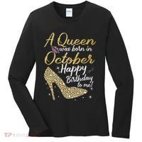 Queens Are Born In October Birthday Women Women's Long Sleeve Shirt thumb 0