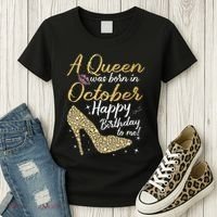 Queens Are Born In October Birthday Women Women's T-Shirt thumb 3