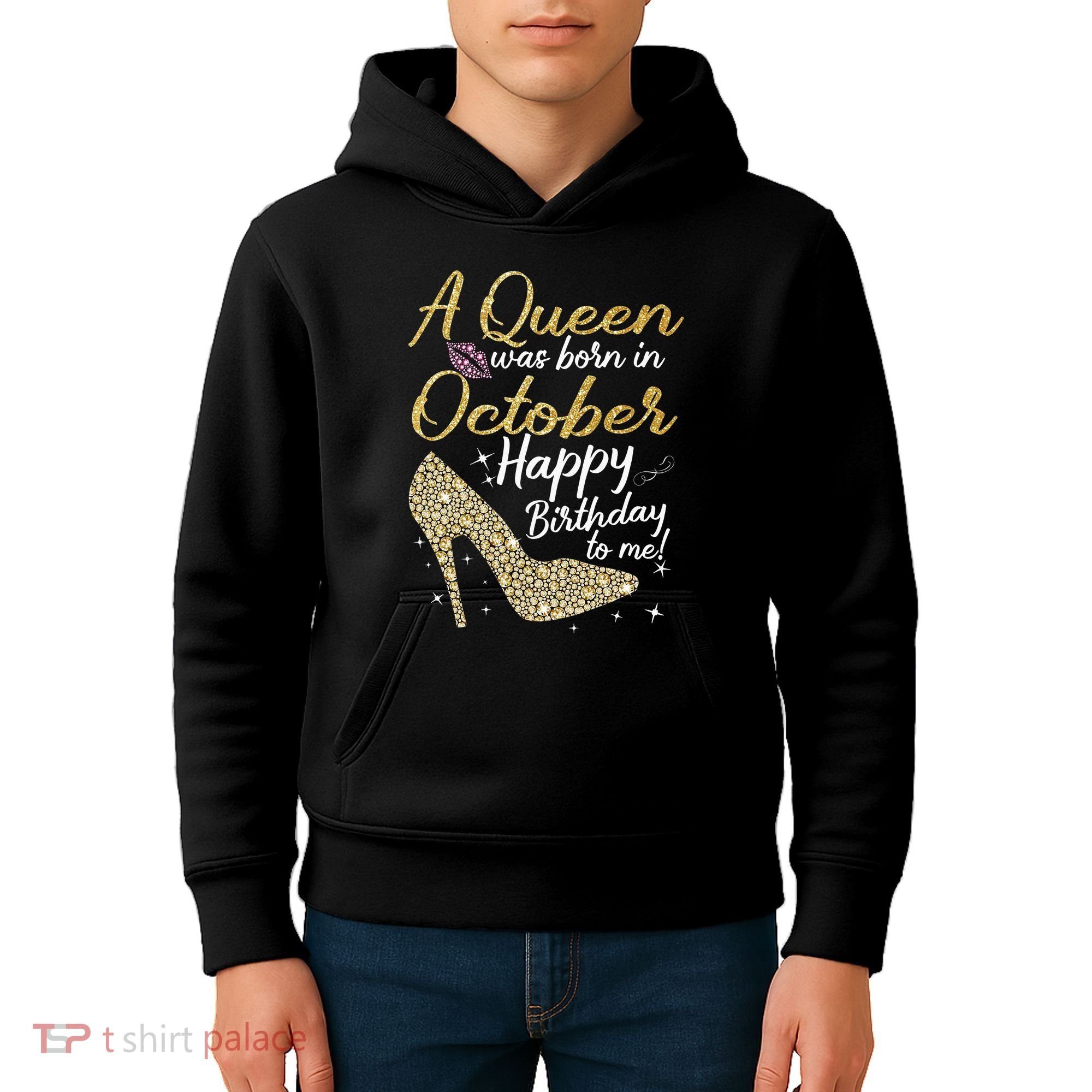 Queens Are Born In October Birthday Women Kids Hoodie