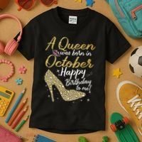 Queens Are Born In October Birthday Women Kids T-Shirt thumb 3