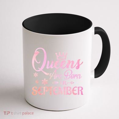 Queens Are Born In September Gift September Birthday Great Gift Coffee Mug back