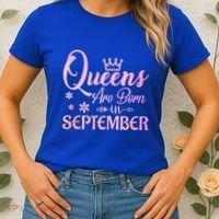 Queens Are Born In September Gift September Birthday Great Gift Women's T-Shirt thumb 2