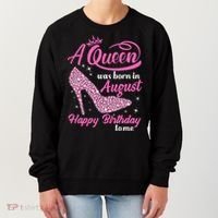 Queens Are Born In August Funny August Birthday Gift Women's Sweatshirt thumb 0