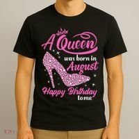 Queens Are Born In August Funny August Birthday Gift T-Shirt thumb 3