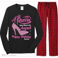 Queens Are Born In August Funny August Birthday Gift Long Sleeve Pajama Set thumb 0